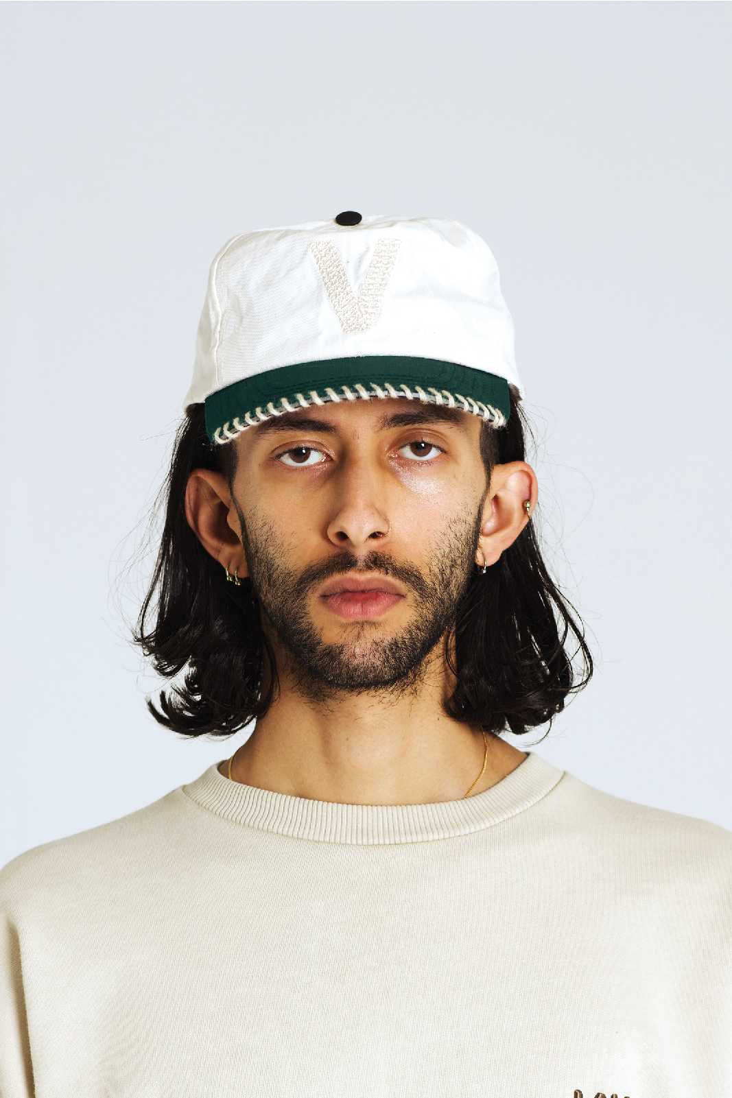 WOOL STITCH CAP // FOREST GREEN - OFF WHITE – V Kristopher